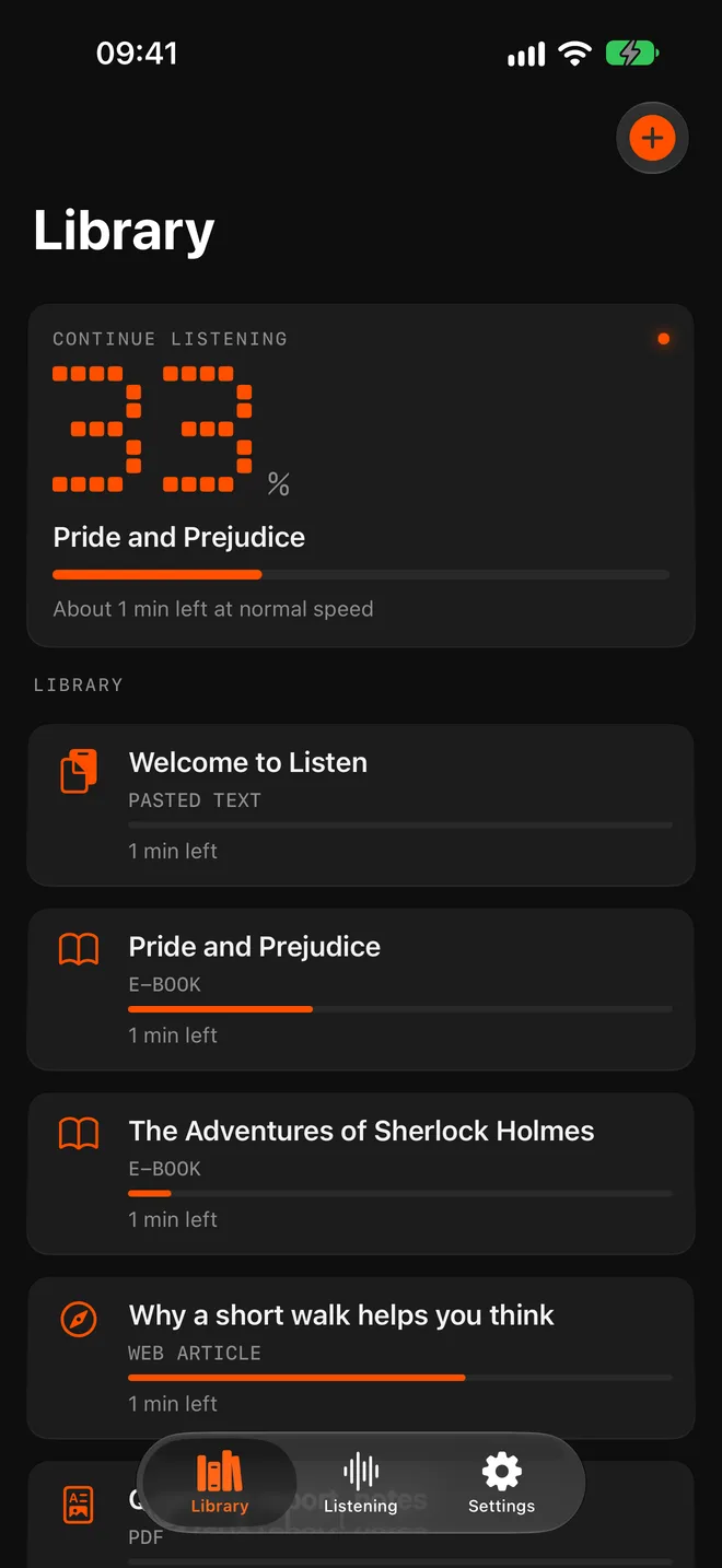 Listen screen 1