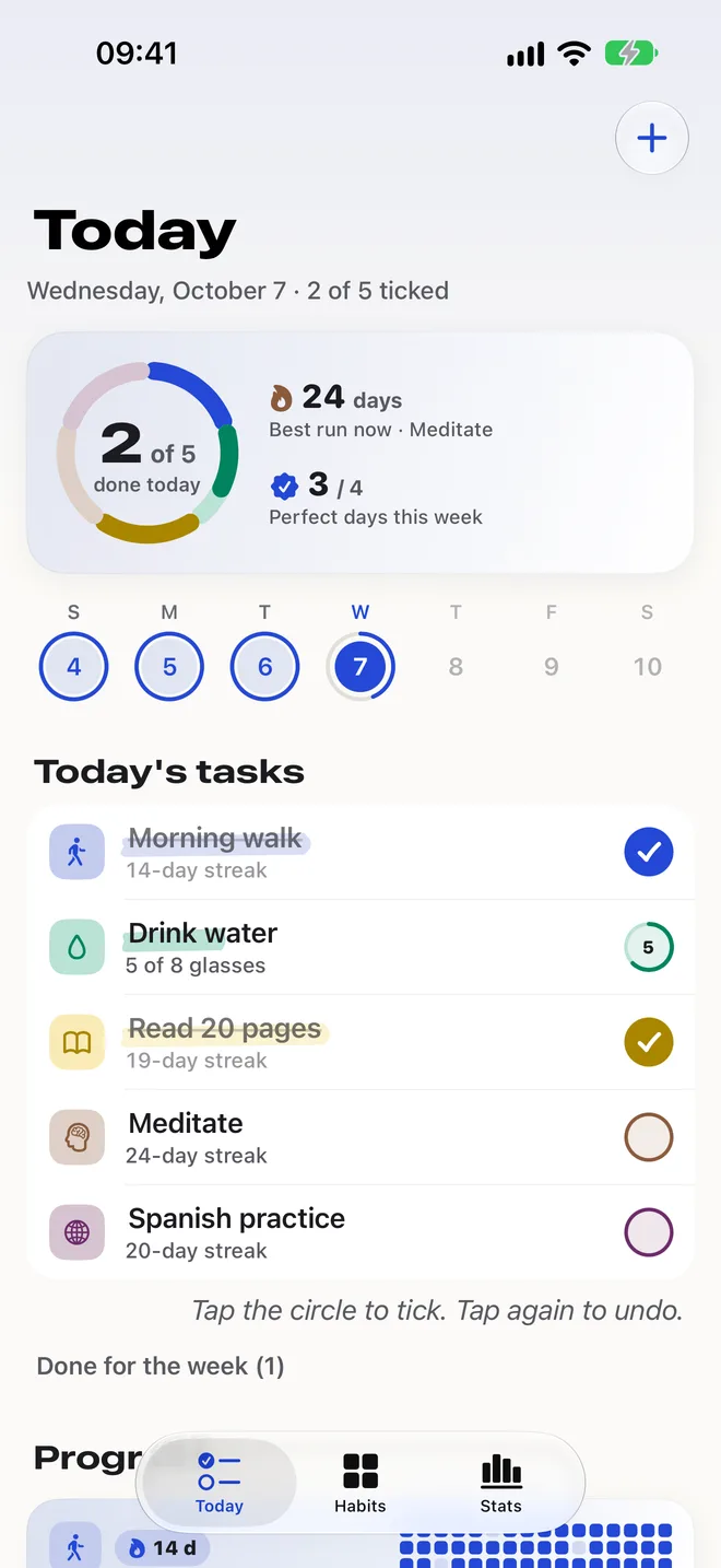 Tickmark screen 1